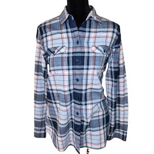 Eddie Bauer Plaid Button Down Shirt Women’s Small Blue Red Flannel Style